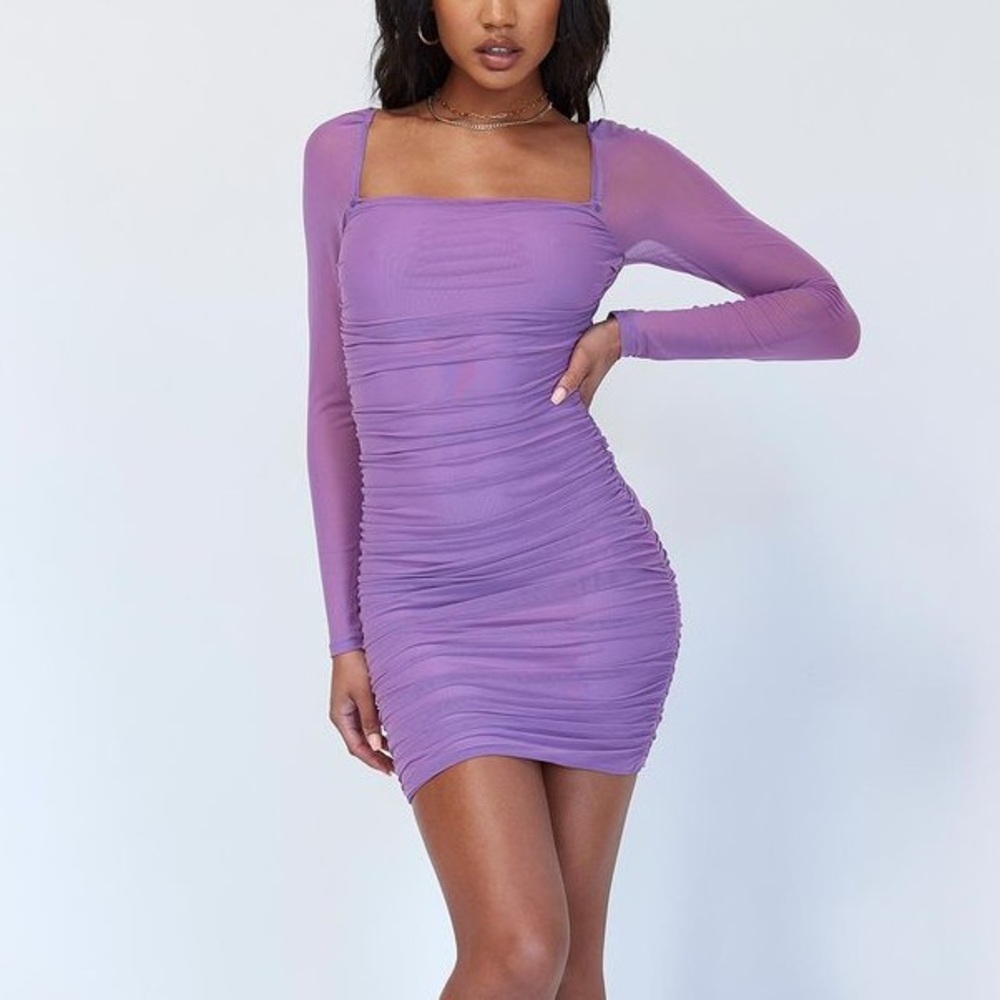 Long Sleeve Mini Dress Purple